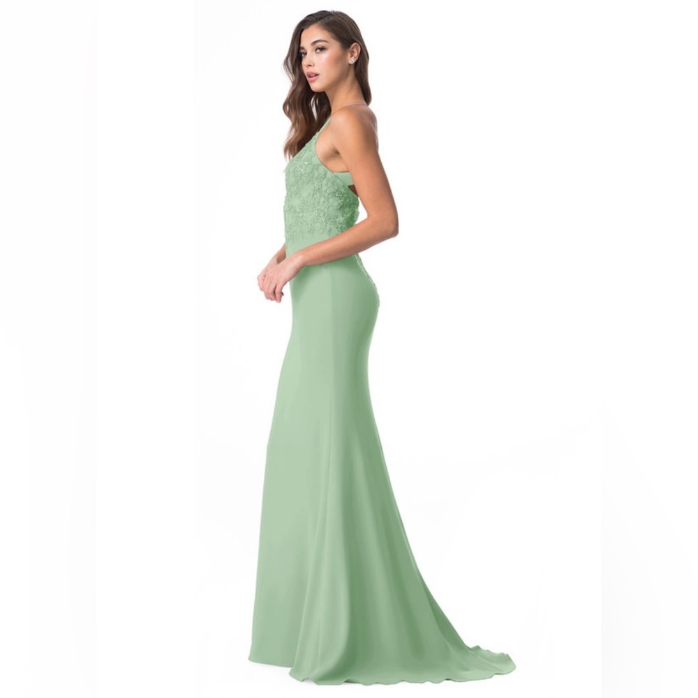 Azazie Adaly Dusty Sage Mermaid Floor Length Dress Size 8 - Picture 3 of 5